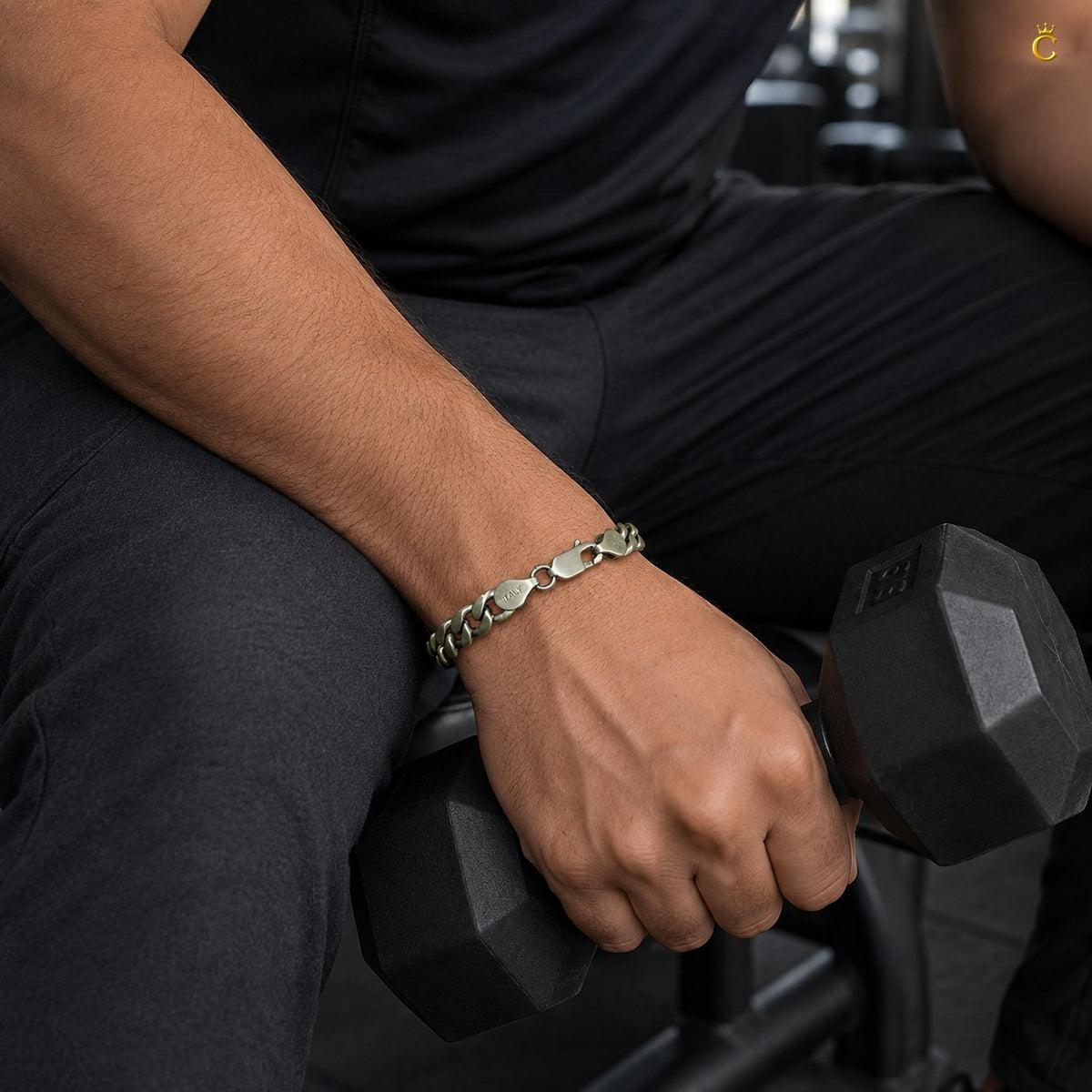 Silver Curb Chain Bracelet for Men