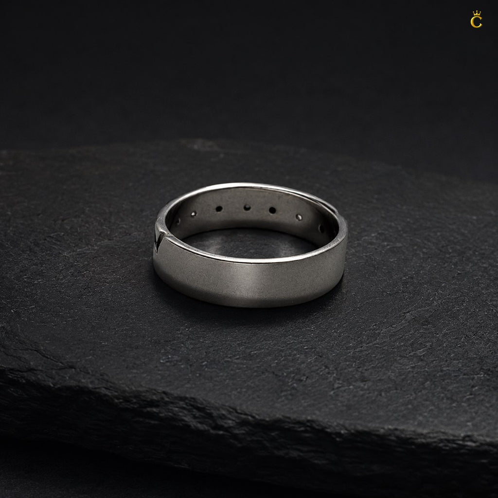 ZigZag Ring Men With Black Stone