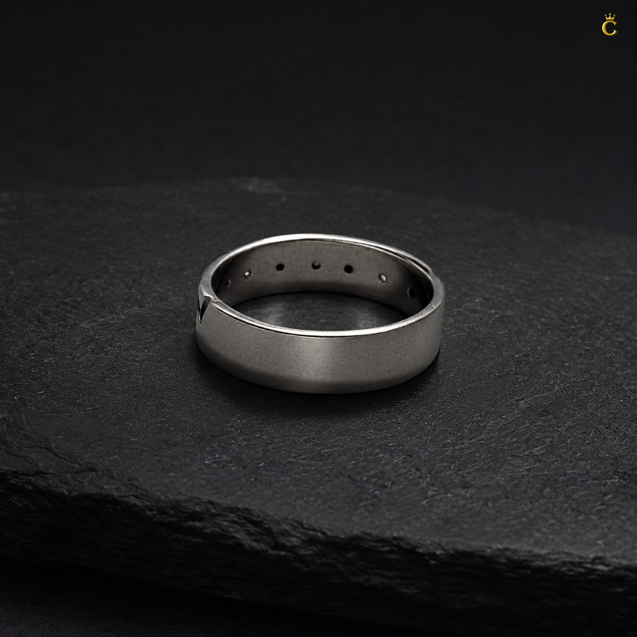 ZigZag Ring Men With Black Stone