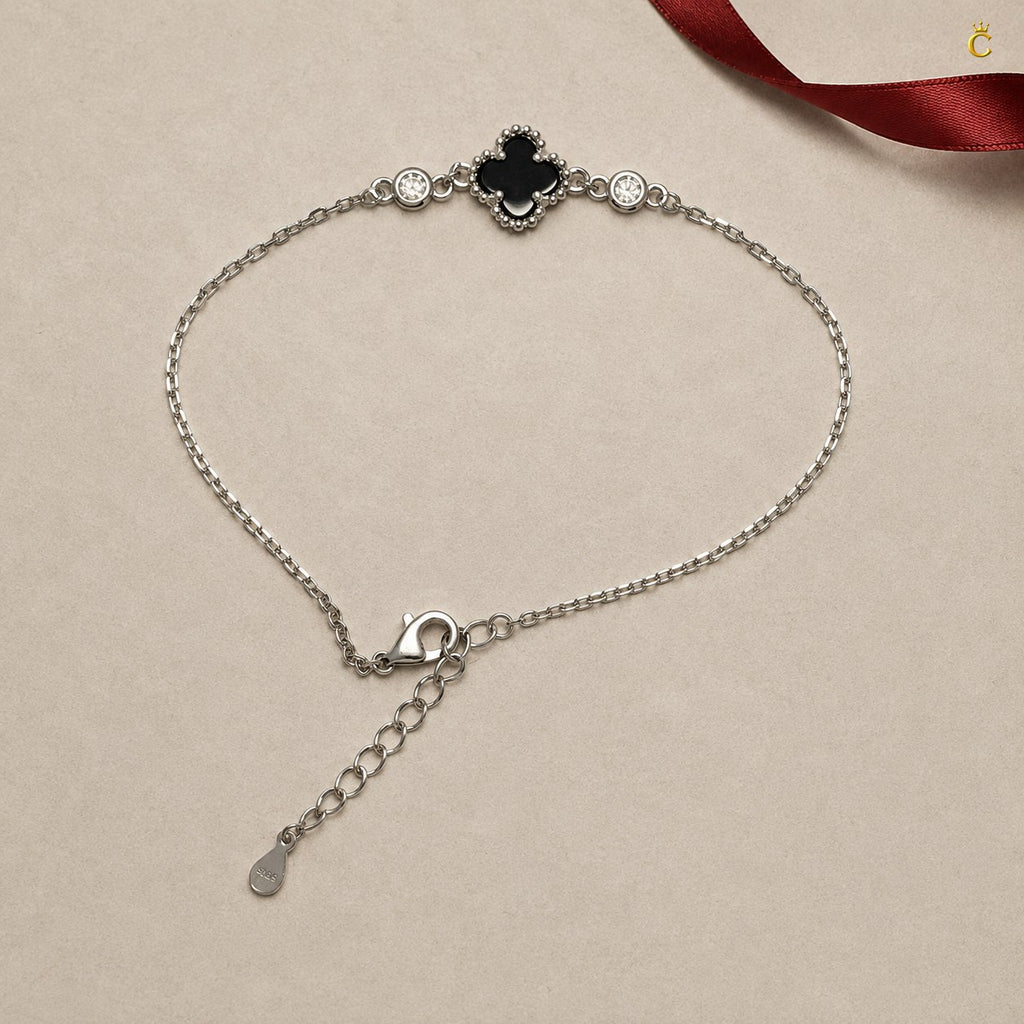 Celestora - Onyx Black Cute Clover Zircon stud Bracelet