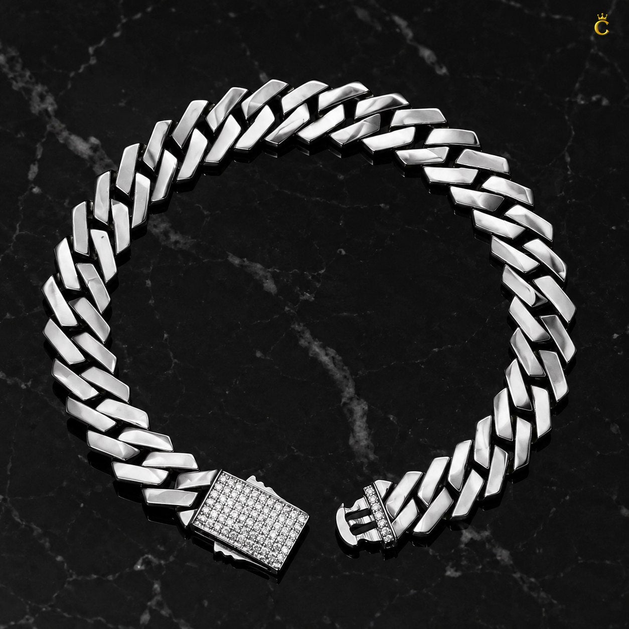 Paved Link Silver Bracelet
