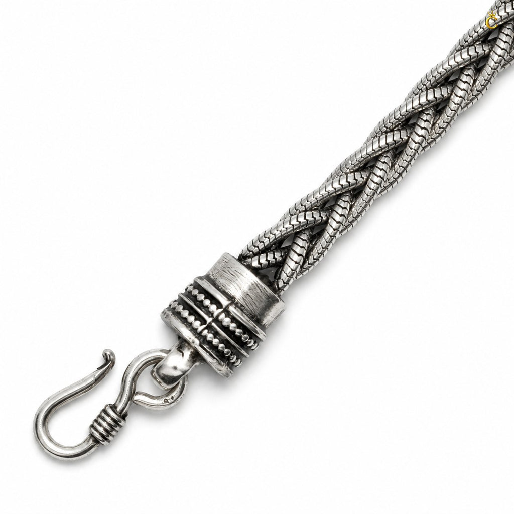 Celestora Braided Silver Bracelet with Hook Lock