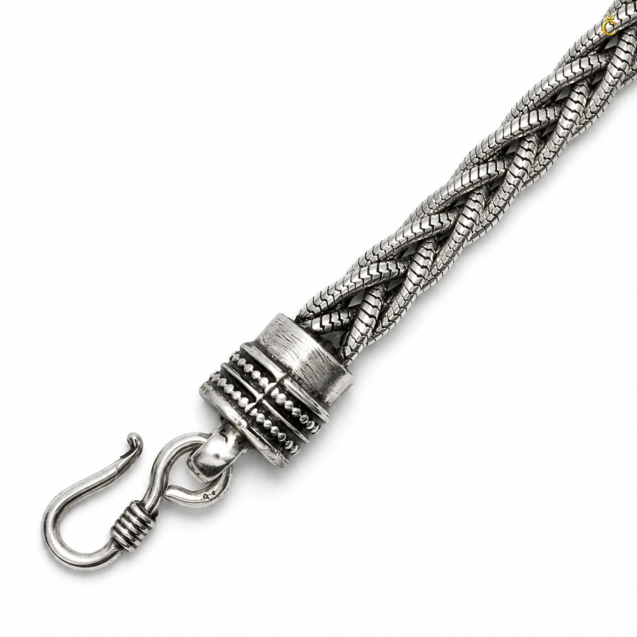Celestora Braided Silver Bracelet with Hook Lock