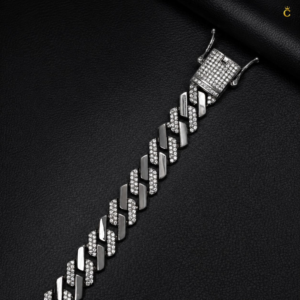 Silver Iced Out Cuban Link Bracelet