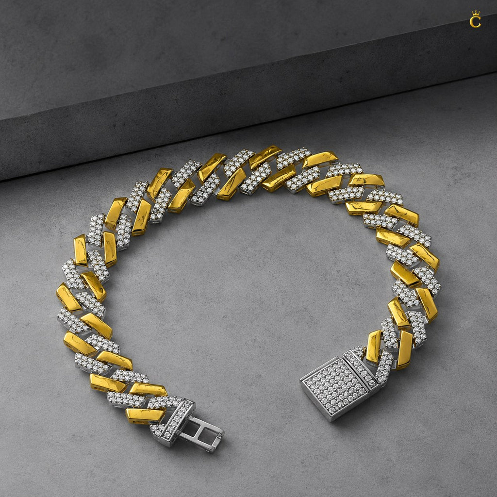 Men's Two-Tone Iced Out Cuban Link Bracelet