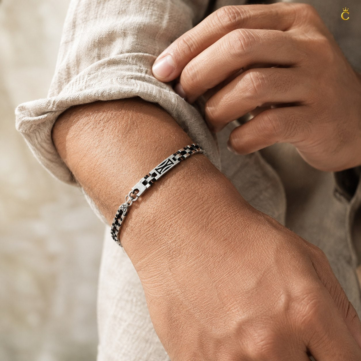 Turkish Oxidised Curve Link Bracelet