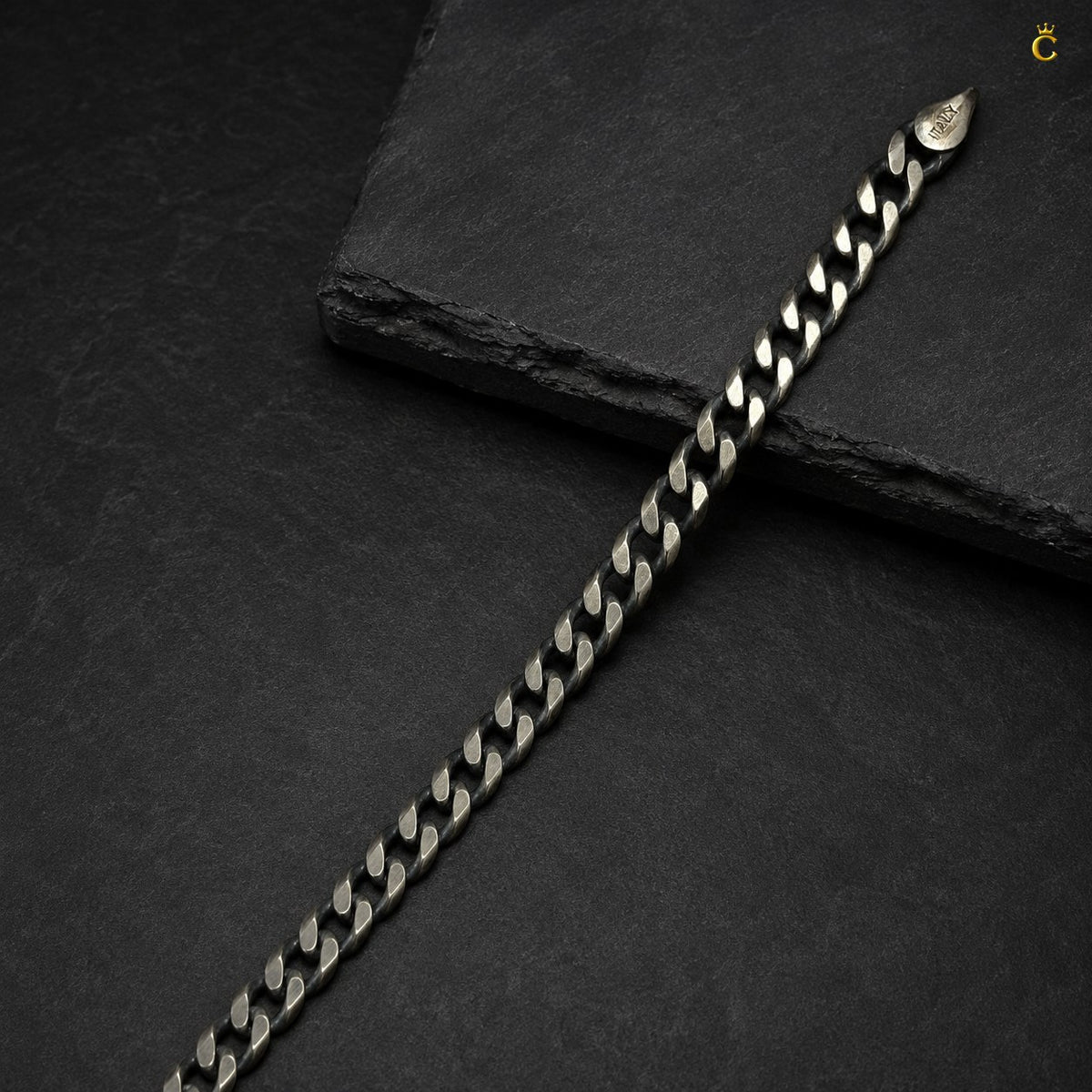 Silver Curb Chain Bracelet for Men