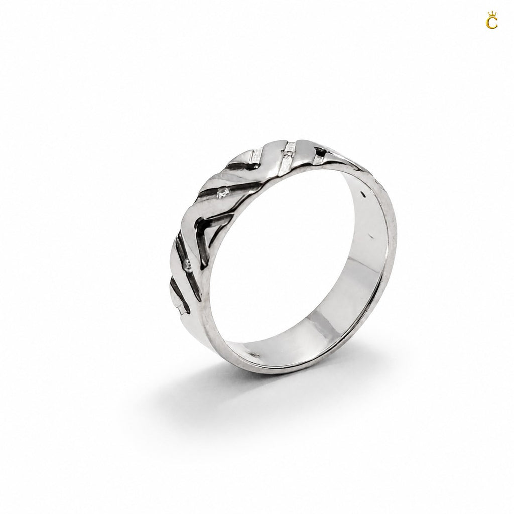 ZigZag Ring Men With Black Stone