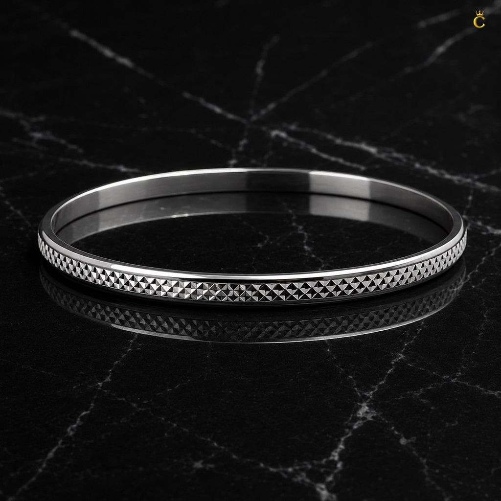 Silver Textured Men's Cuff Bracelet