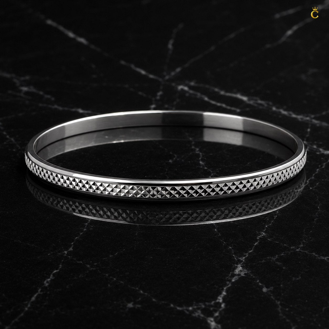 Silver Textured Men's Cuff Bracelet