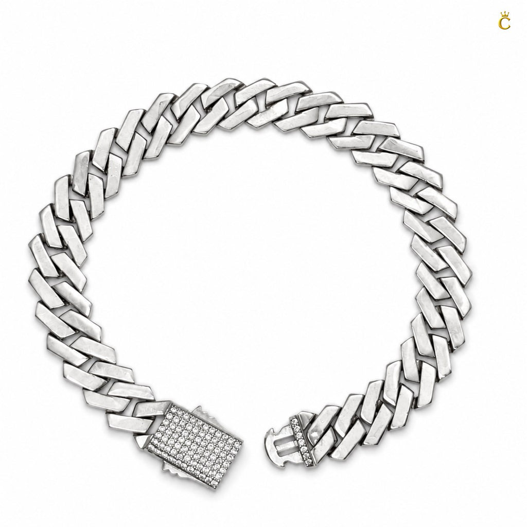 Paved Link Silver Bracelet