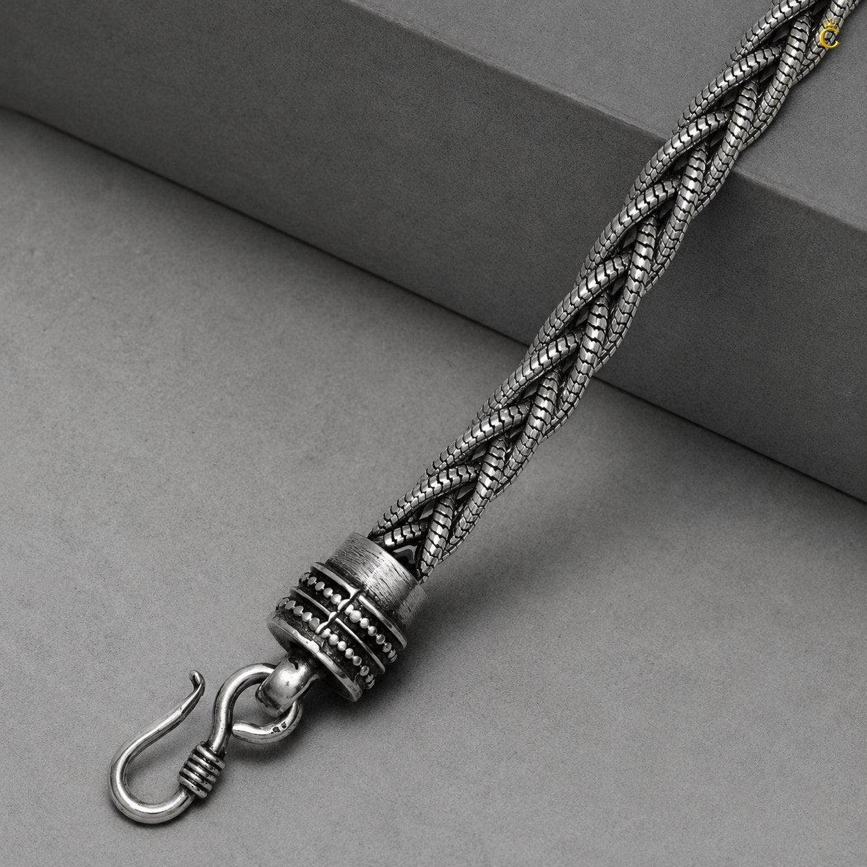 Celestora Braided Silver Bracelet with Hook Lock