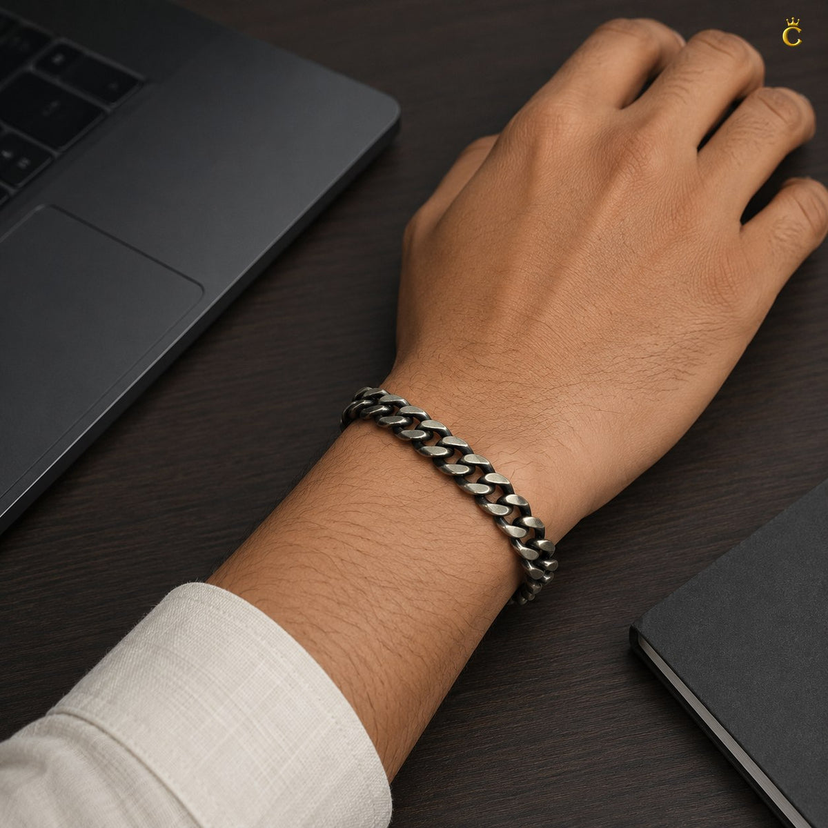 Silver Curb Chain Bracelet for Men