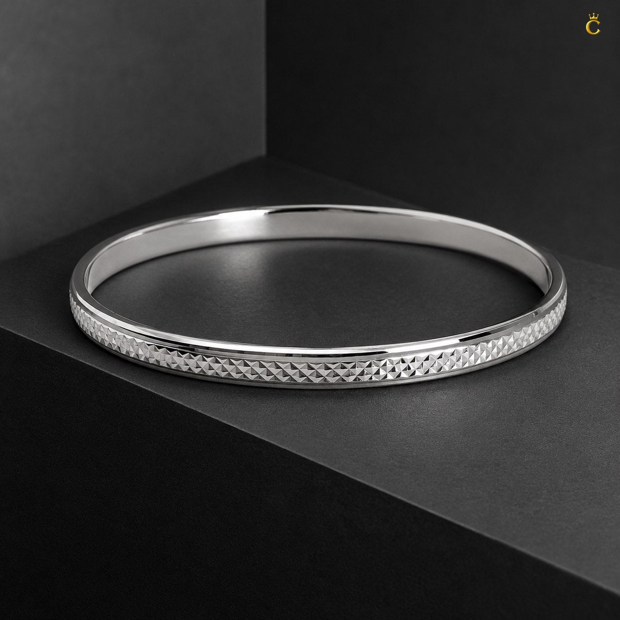 Silver Textured Men's Cuff Bracelet