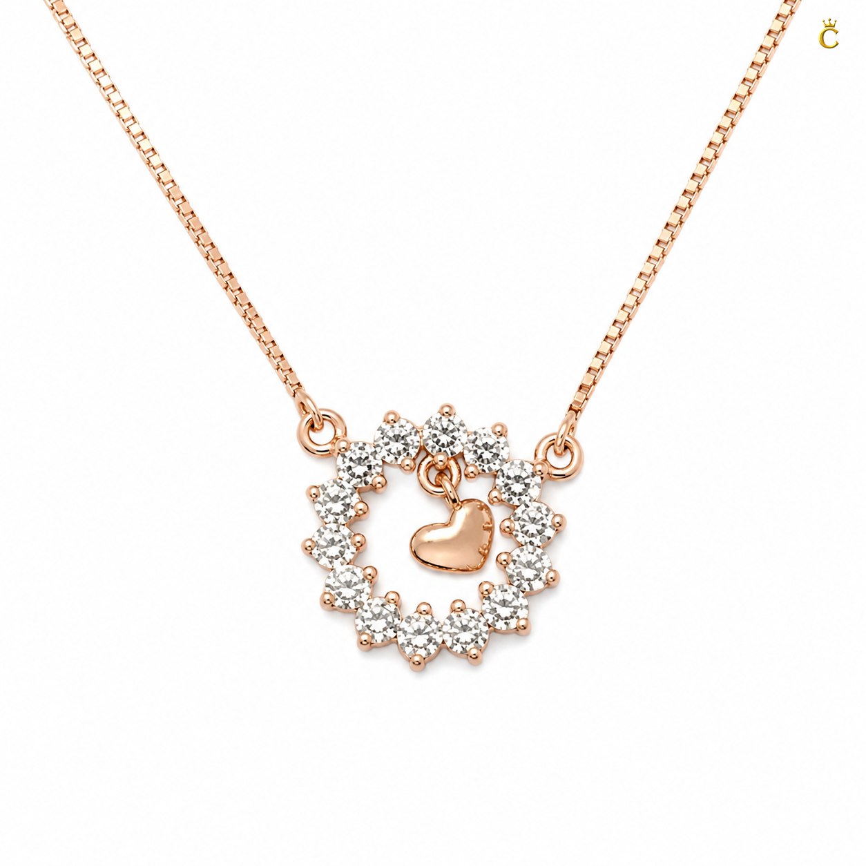 Intertwined Heart and Floral Halo Silver Pendant Necklace