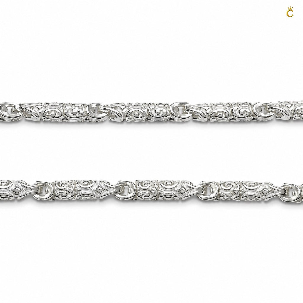 Detailed Ancient Royal Texture Silver Chain