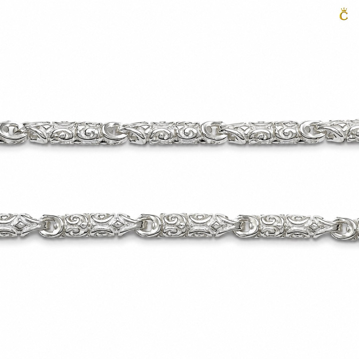 Detailed Ancient Royal Texture Silver Chain