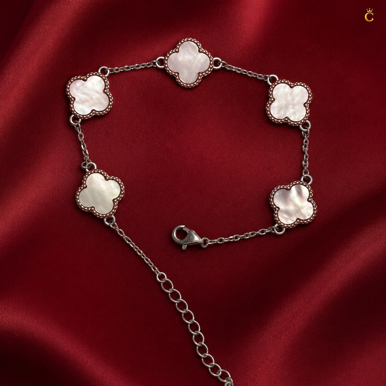 Celestora Luxurious Pink Clover Van cliff Bracelet (5 motifs)