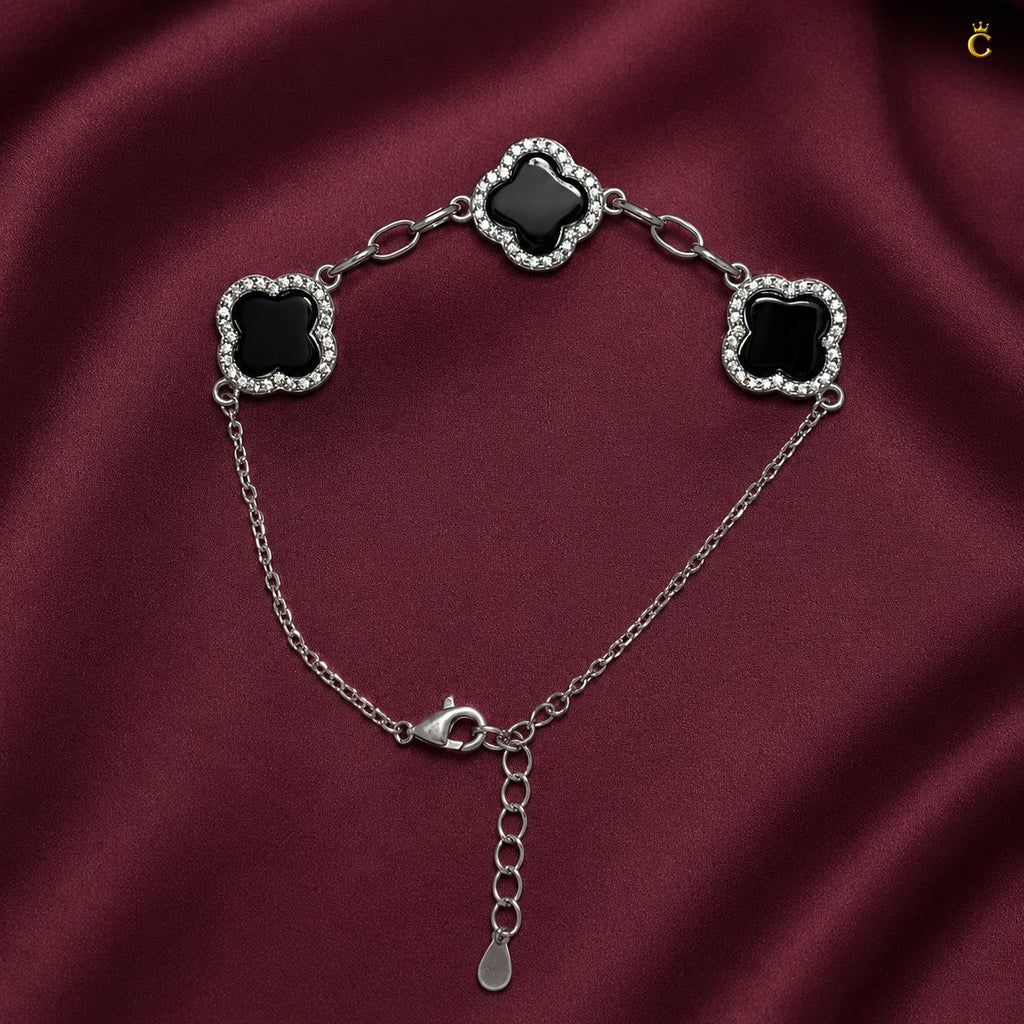 Celestora Onyx Black Three Clover Van cliff Bracelet