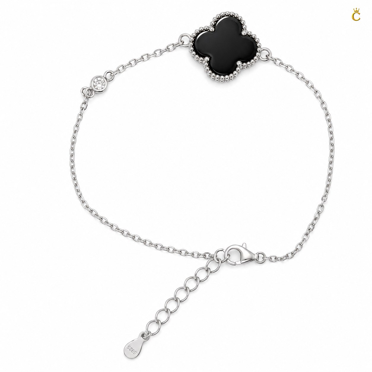 Celestora - Onyx Single Clover Van cliff Zircon studded Bracelet