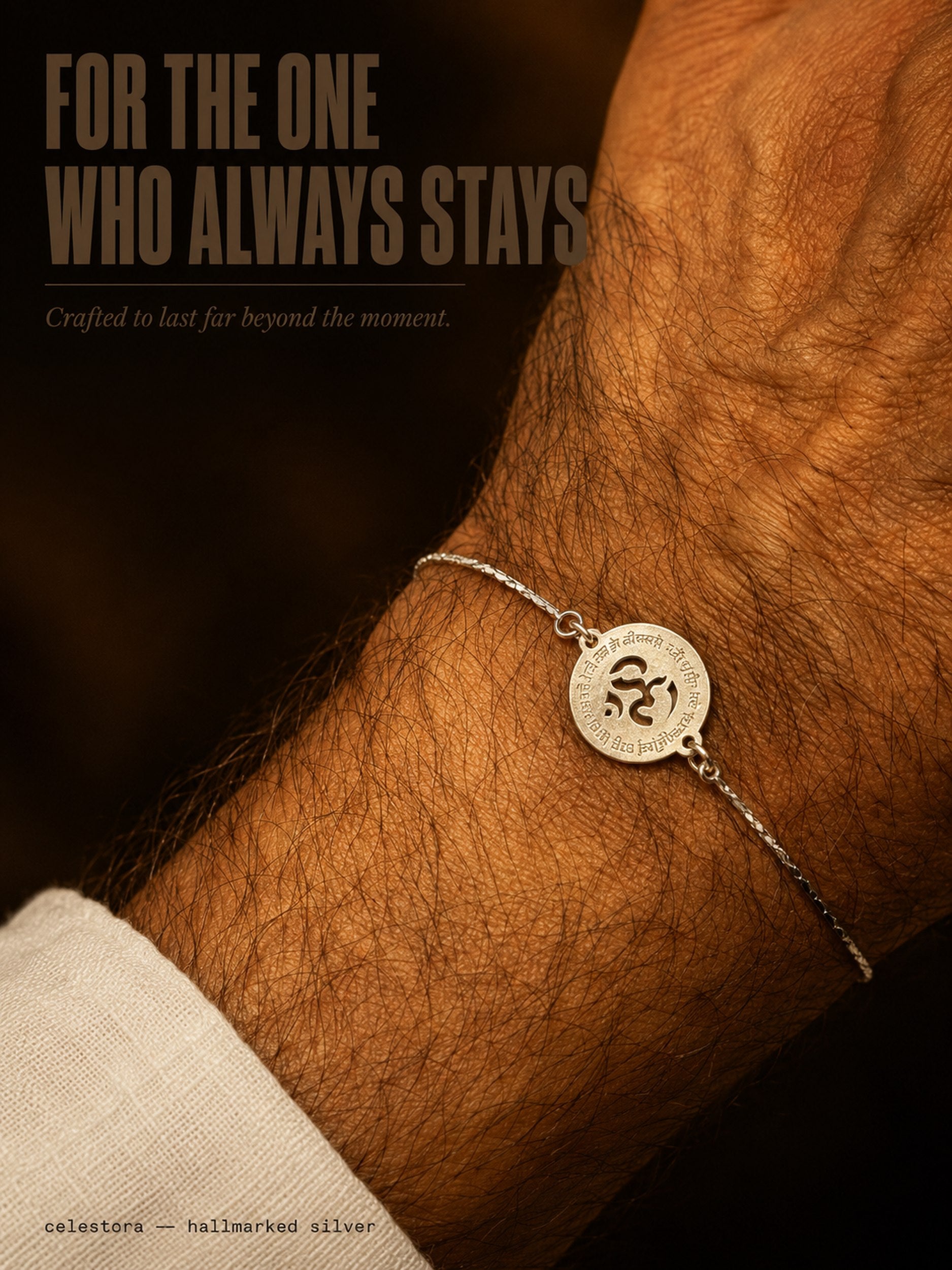 Minimal sleek Om with Gyatri mantra Single/Double thread Rakhi/ Bracelet