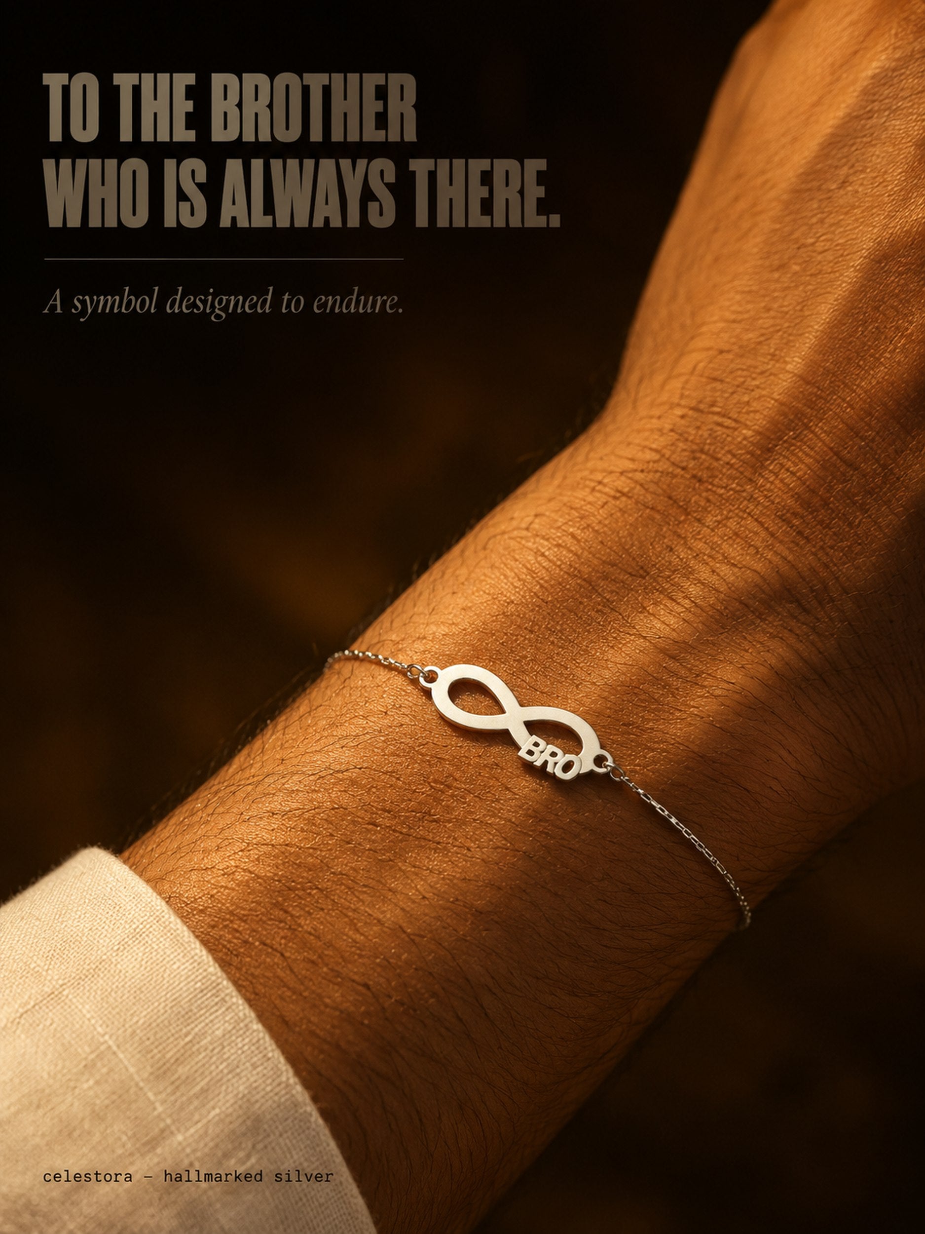Premium Silver Infinity Love Bro Motif Rakhi Bracelet