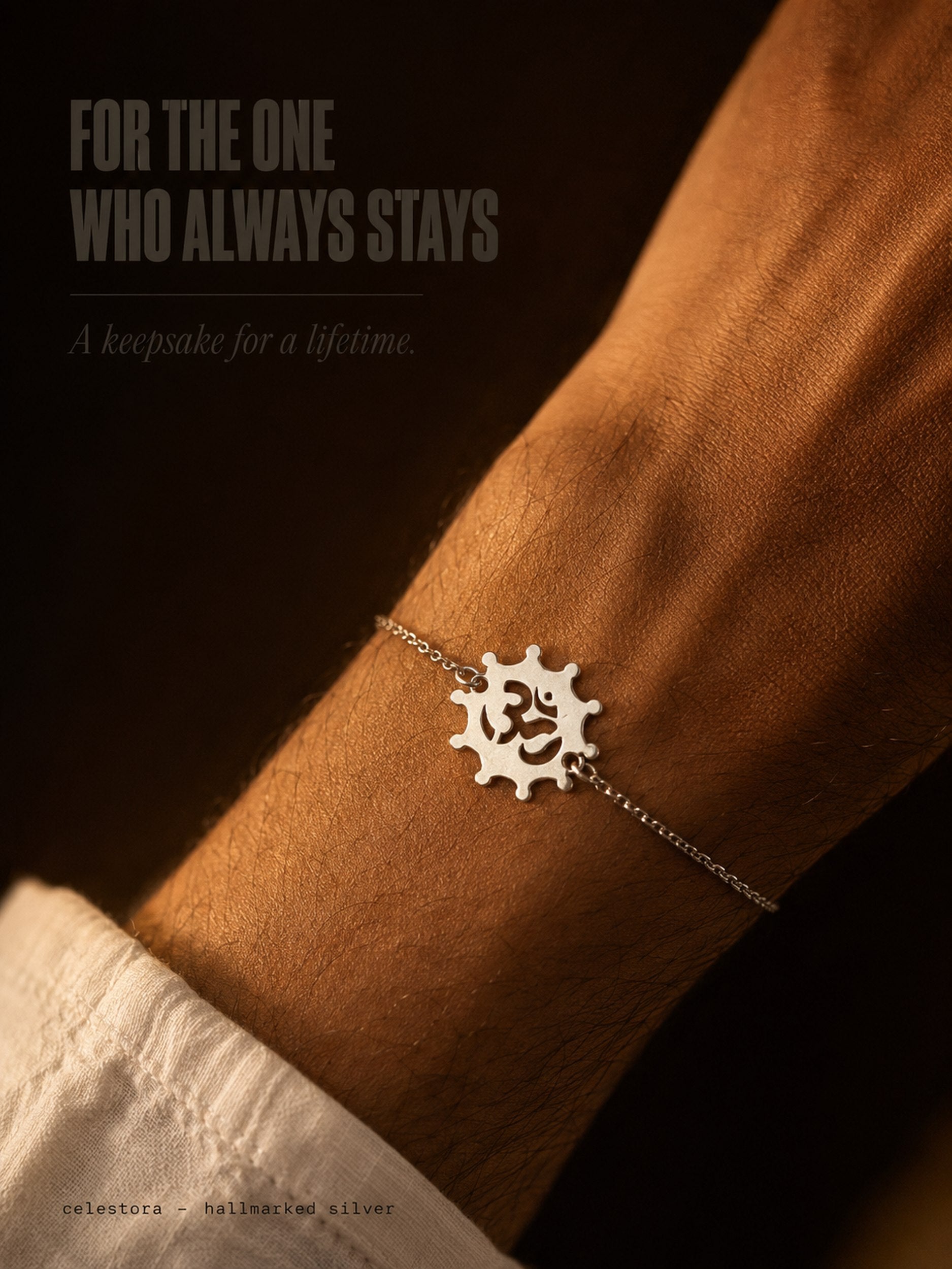 Designer Round cut Om Rakhi Bracelet