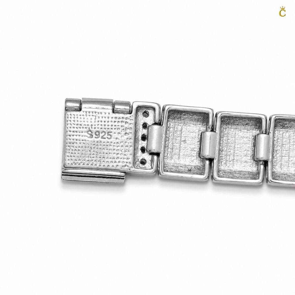 Men's Silver Pave Link Bracelet