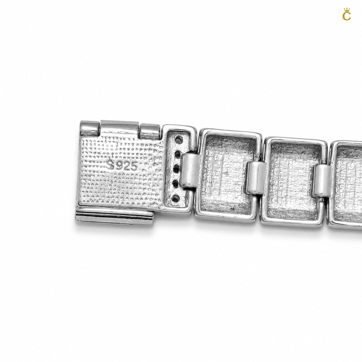 Men's Silver Pave Link Bracelet
