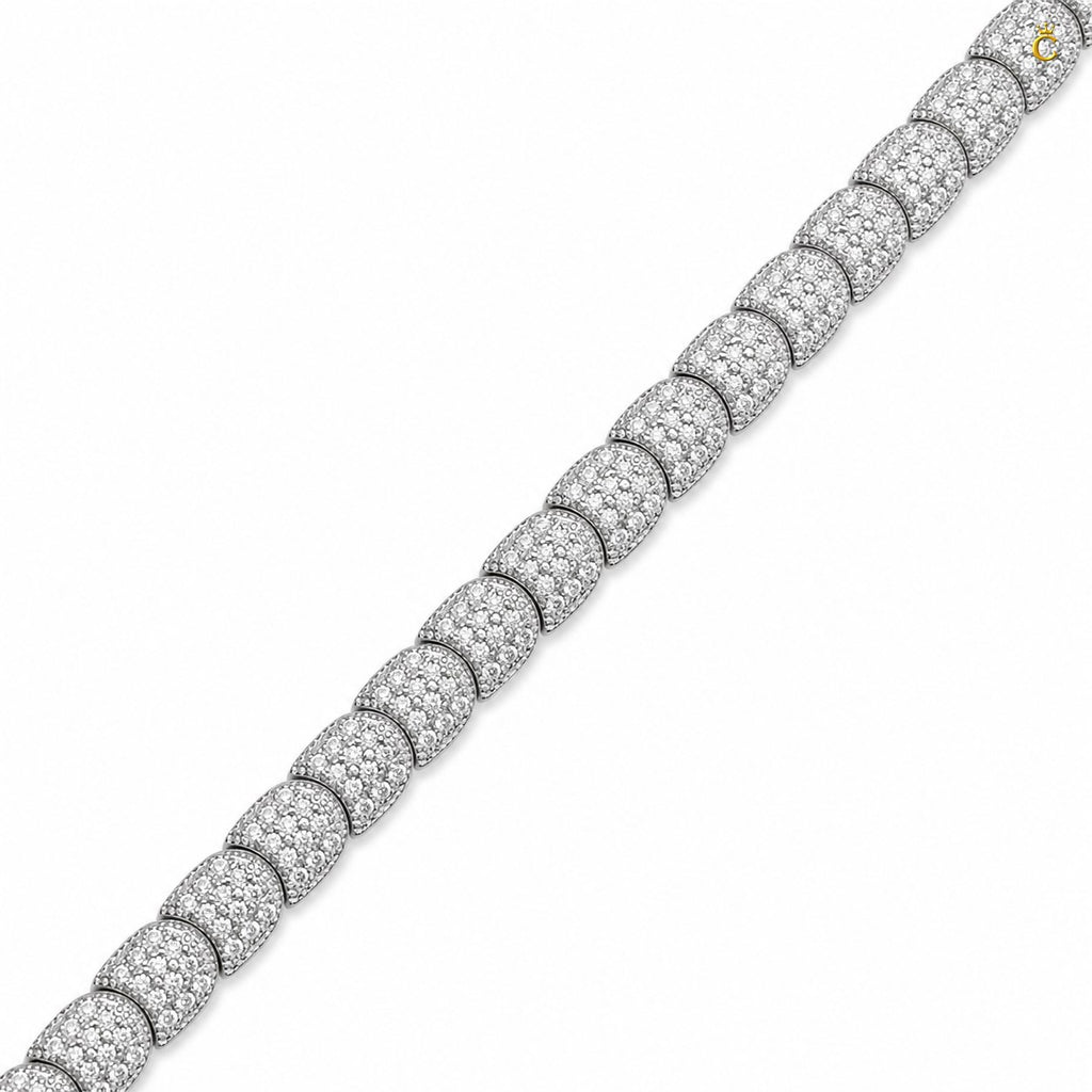 Premium Silver Pave Link Men's Bracelet