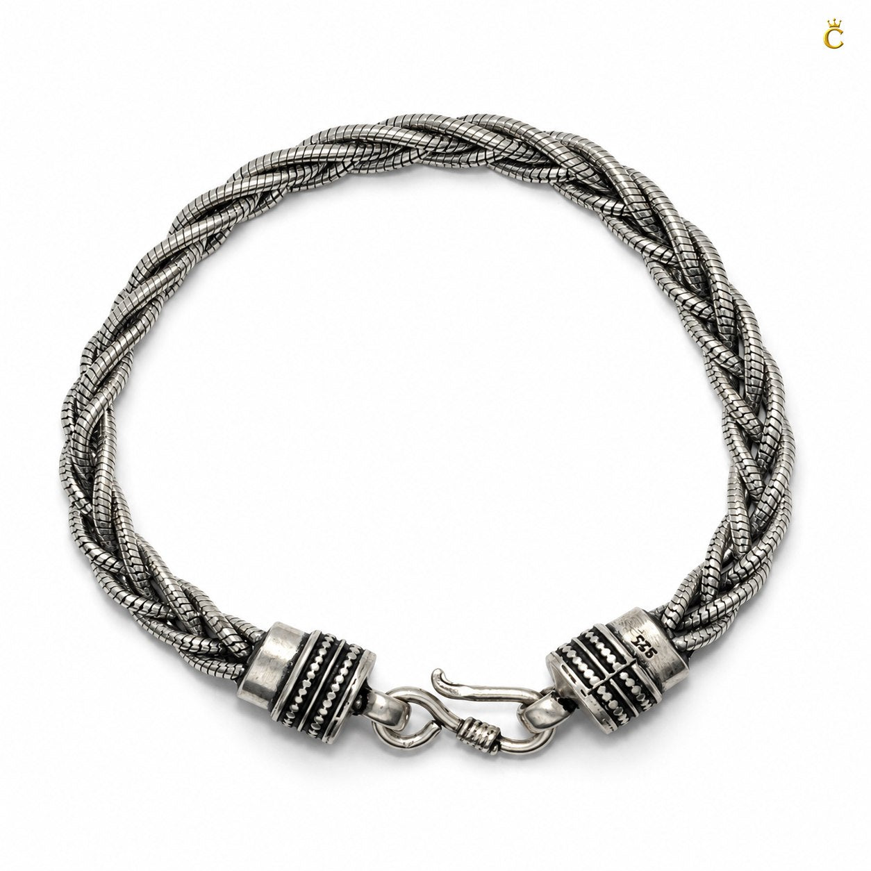 Celestora Braided Silver Bracelet with Hook Lock