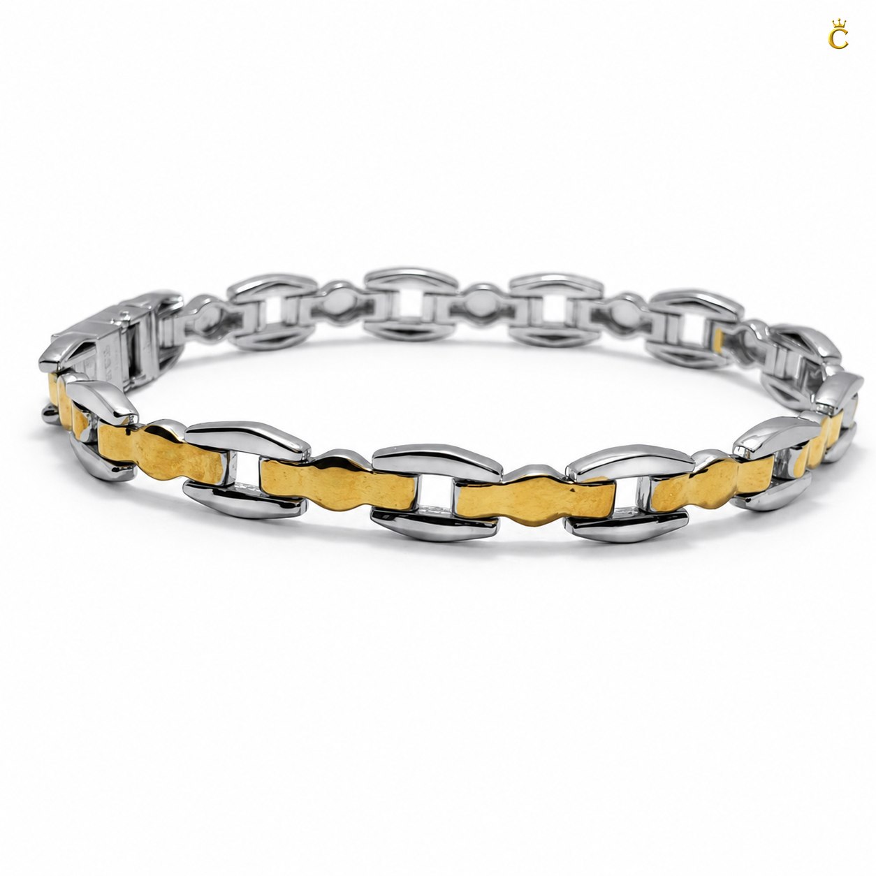 Men's Premium Two-Tone Silver Link Bracelet