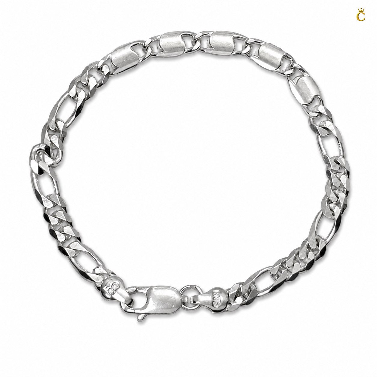 Silver Figaro Link Bracelet