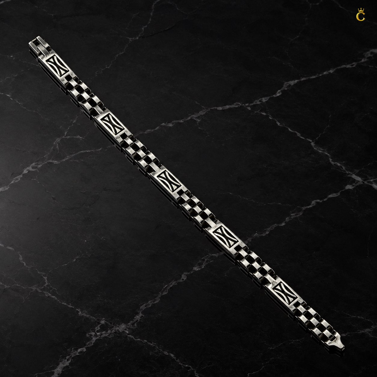 Turkish Oxidised Curve Link Bracelet