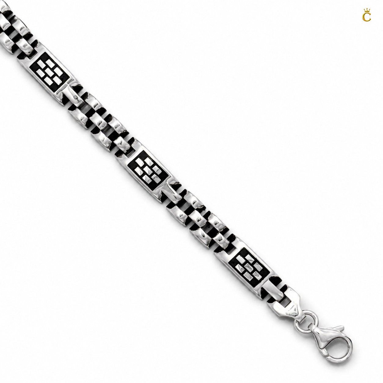 Block Design Oxidised Black Enamel Bracelet