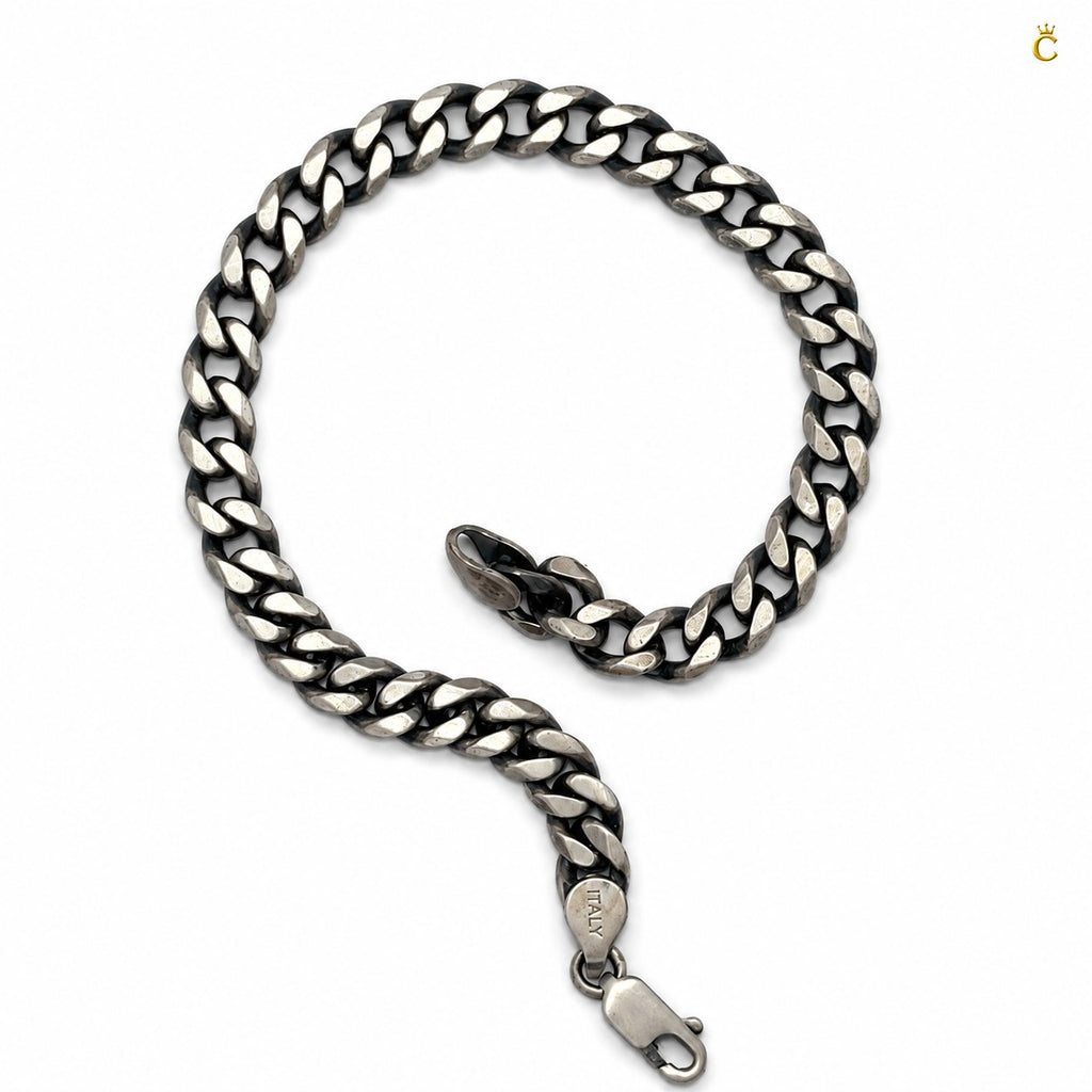 Silver Curb Chain Bracelet for Men