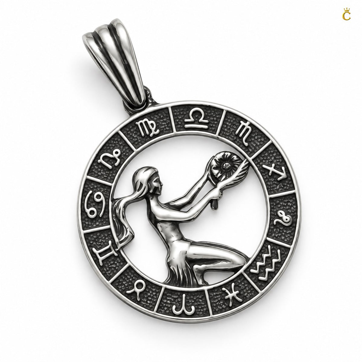 Premium Itallian oxidized Acquarius Zodiac Pendant