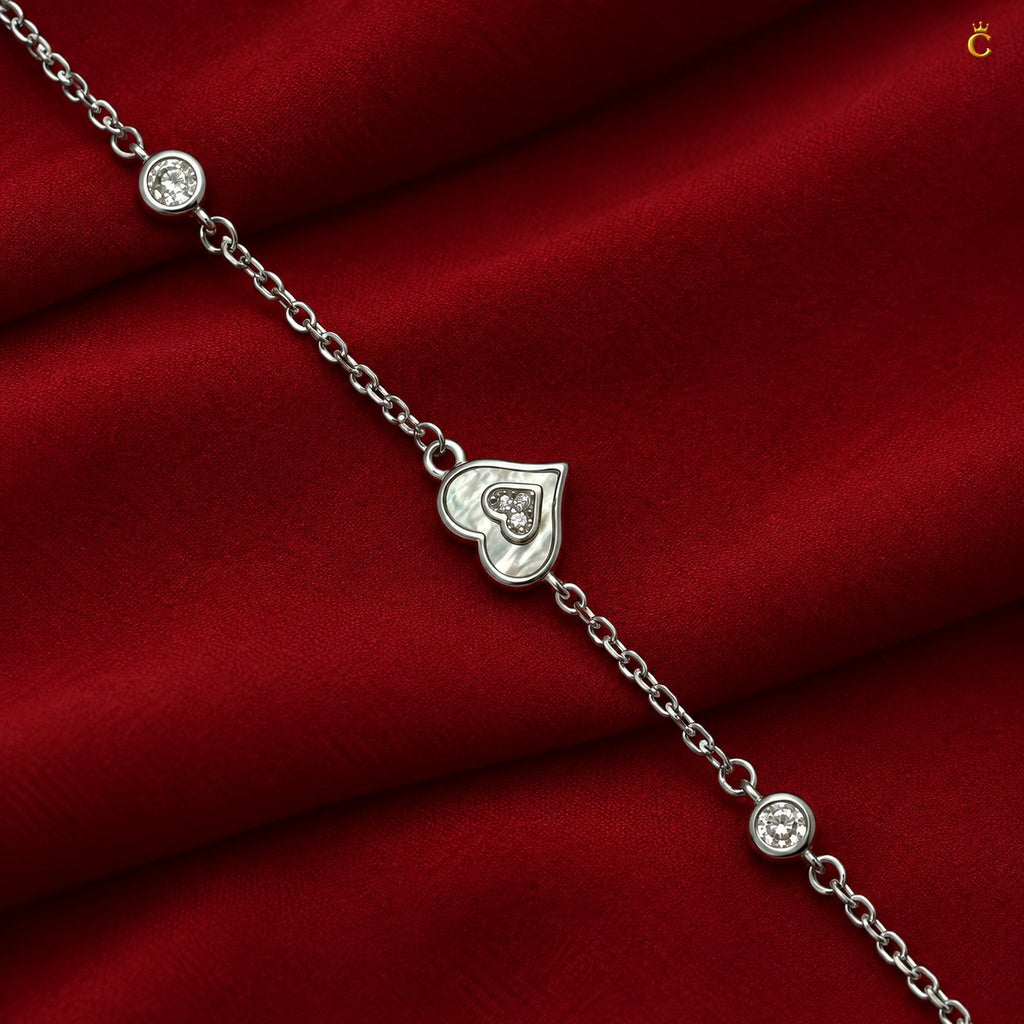 Silver Graceful eternal heart adjustable bracelet