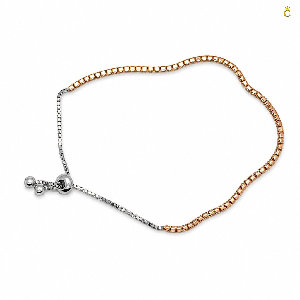 Rose Gold Plated Silver Adjustable Tennis Bracelet