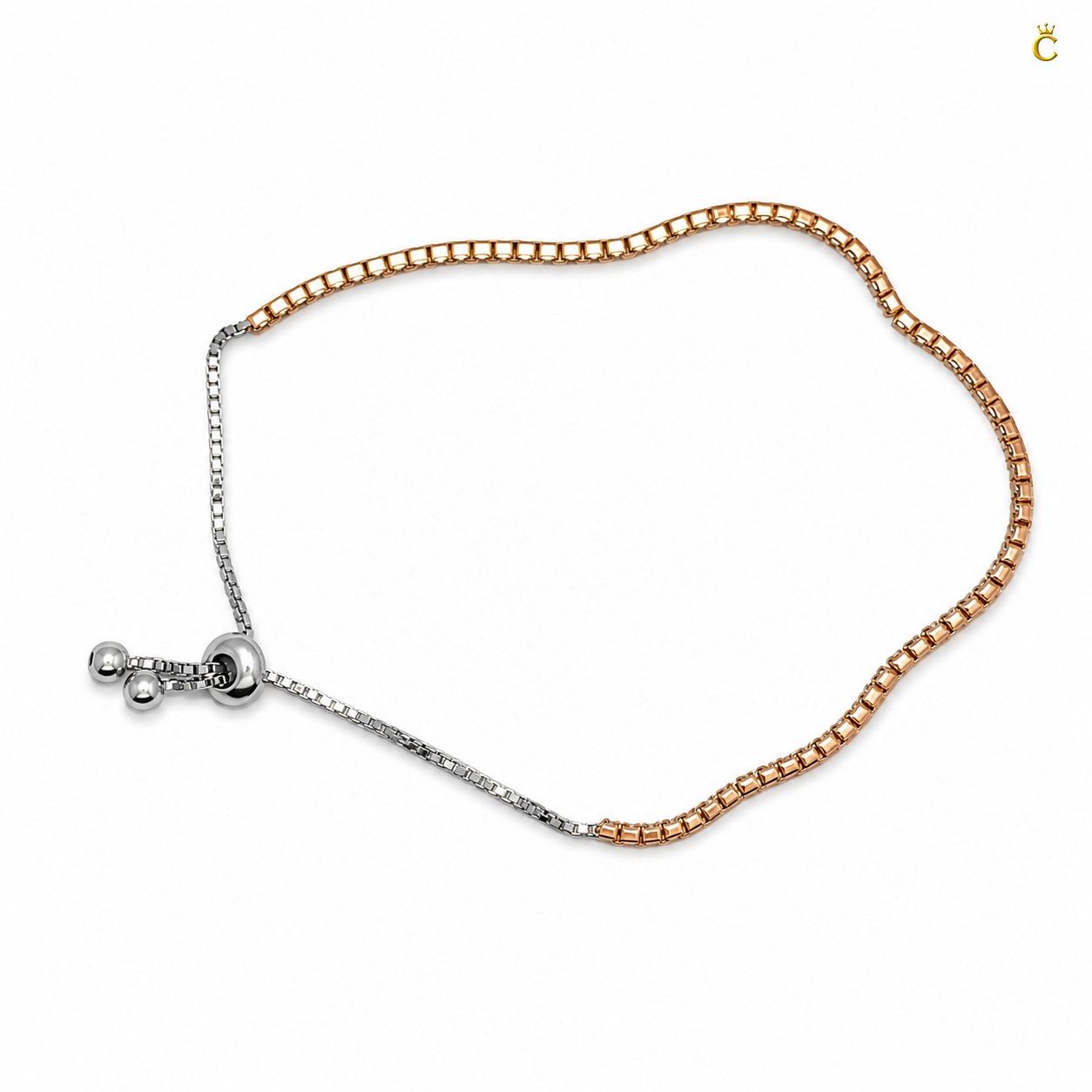 Rose Gold Plated Silver Adjustable Tennis Bracelet