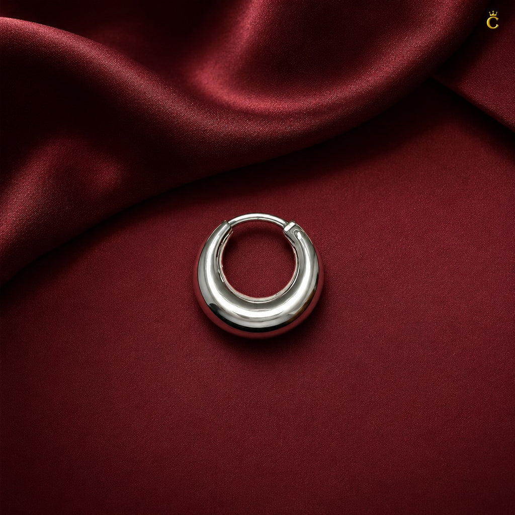 Chunky Silver Huggie Hoop Earrings