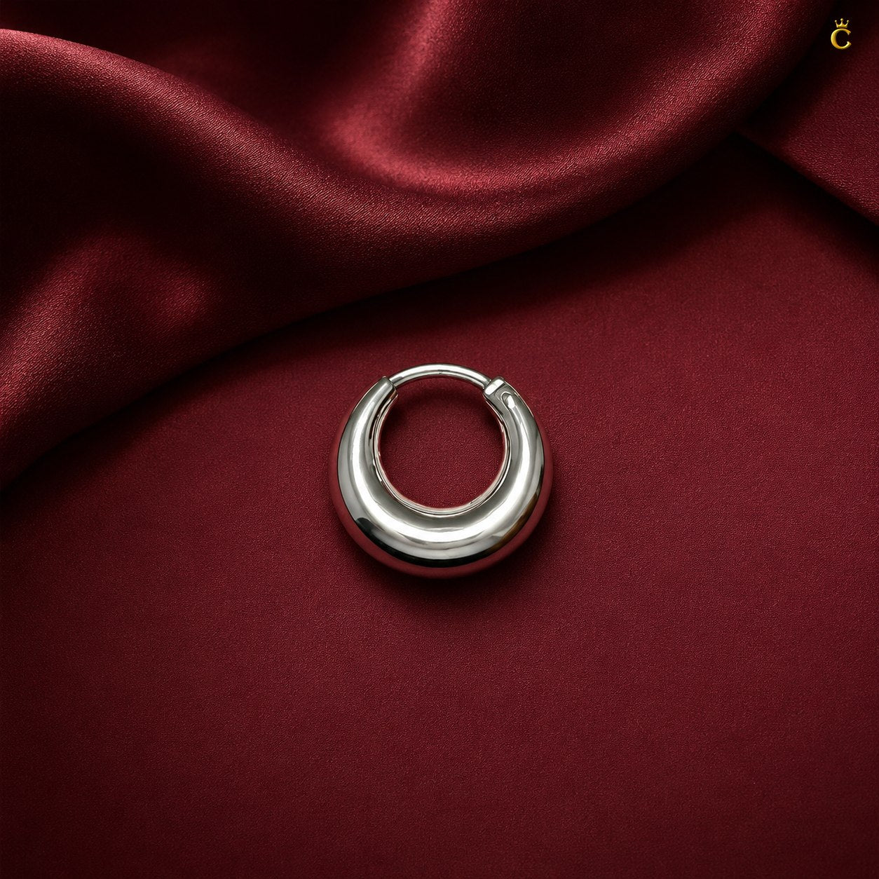 Chunky Silver Huggie Hoop Earrings