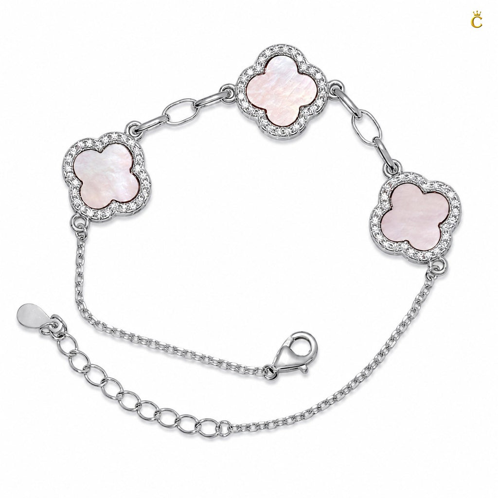 Celestora Luxurious Pink Clover 3 motiffs Van cliff Bracelet