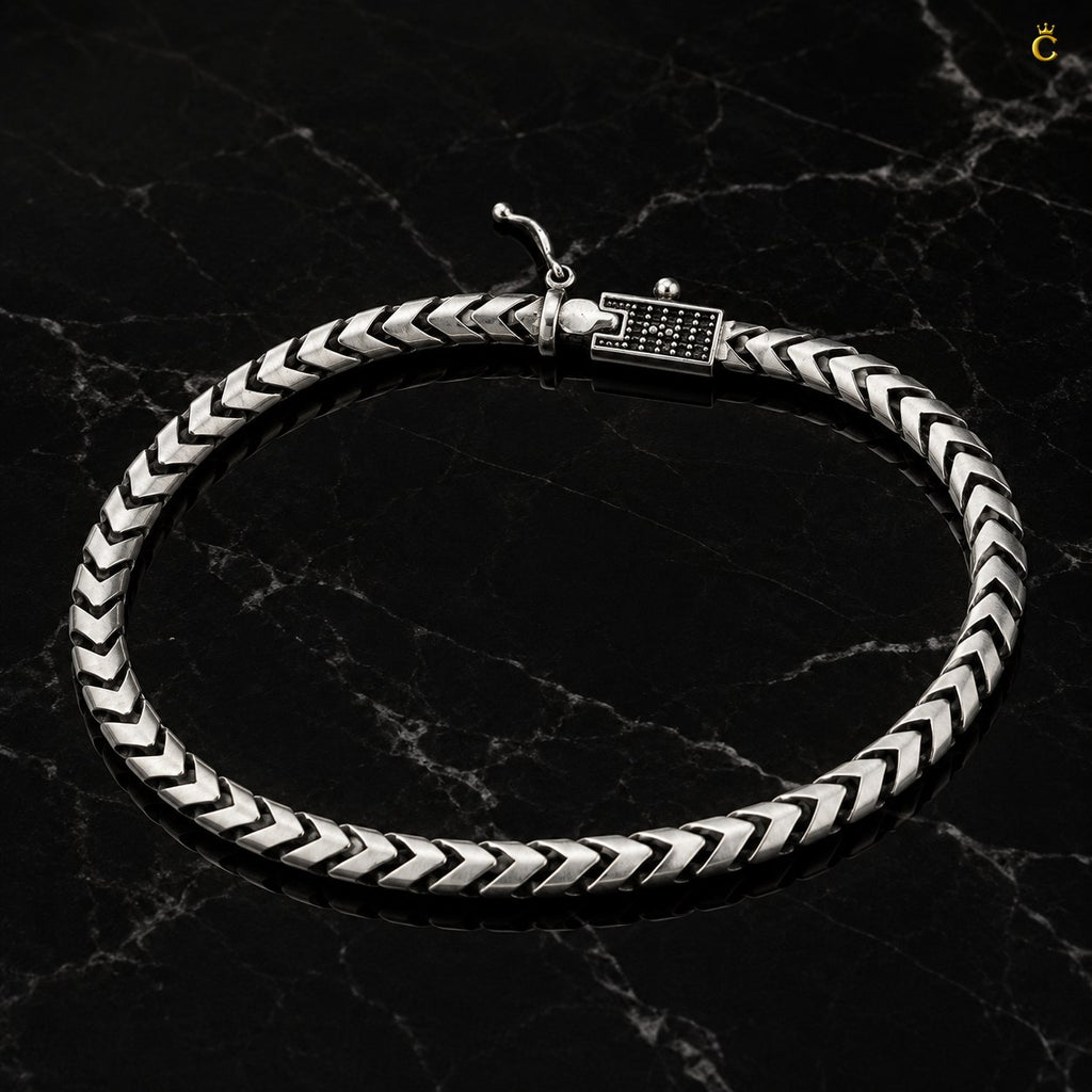 Celestora Stylish Turkish Silver Weave Bracelet for Men