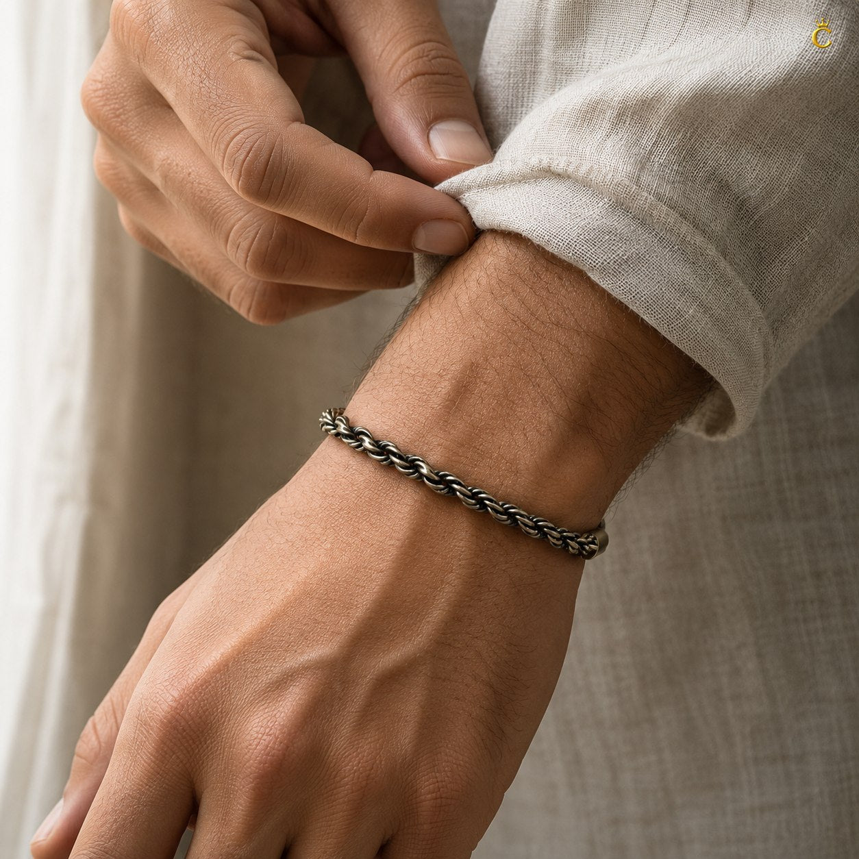 Celestora Oxidized Twisted Rope Bracelet: