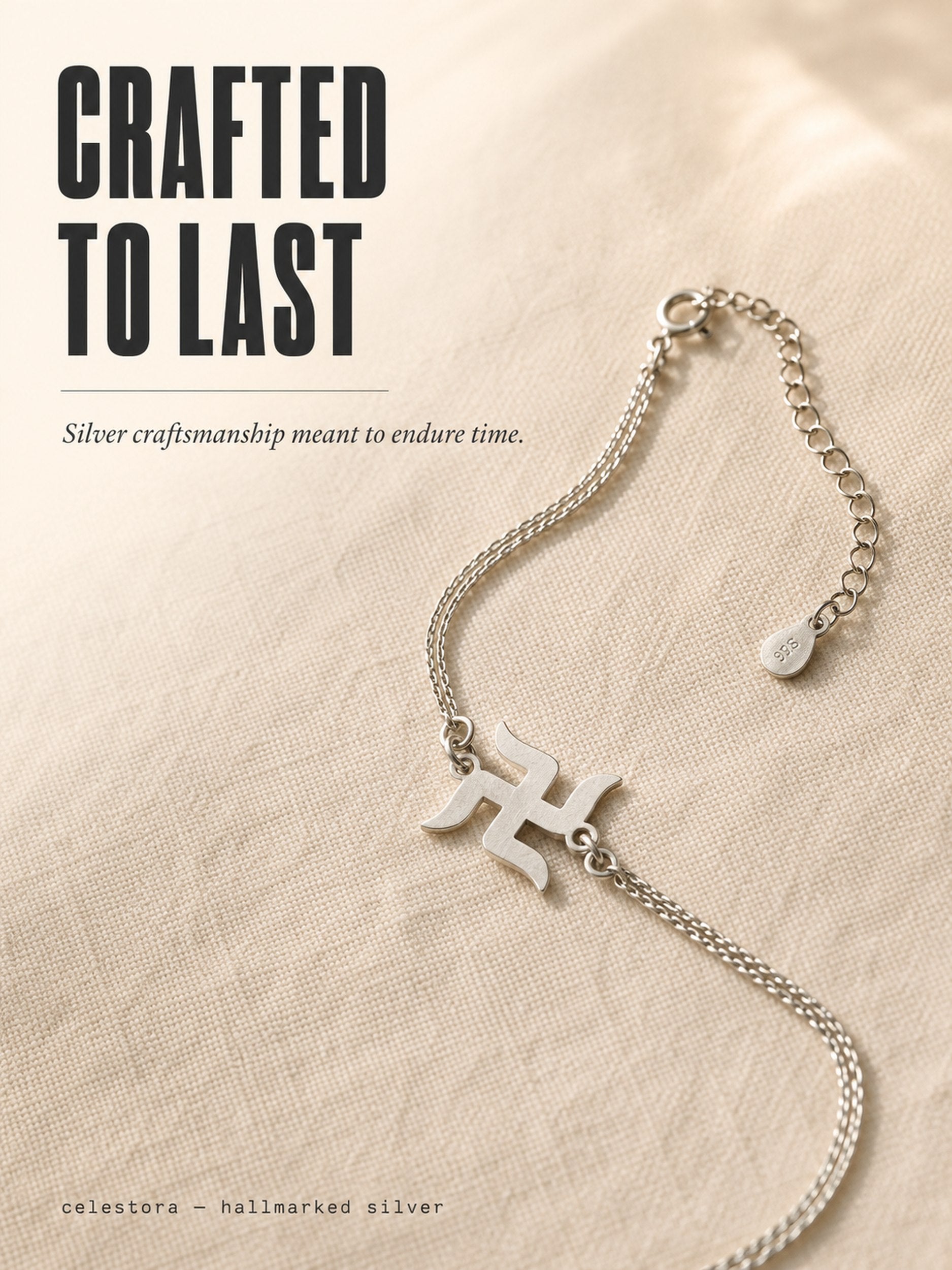Premium Silver Swastik Rakhi/ Bracelet with single/Double Thread