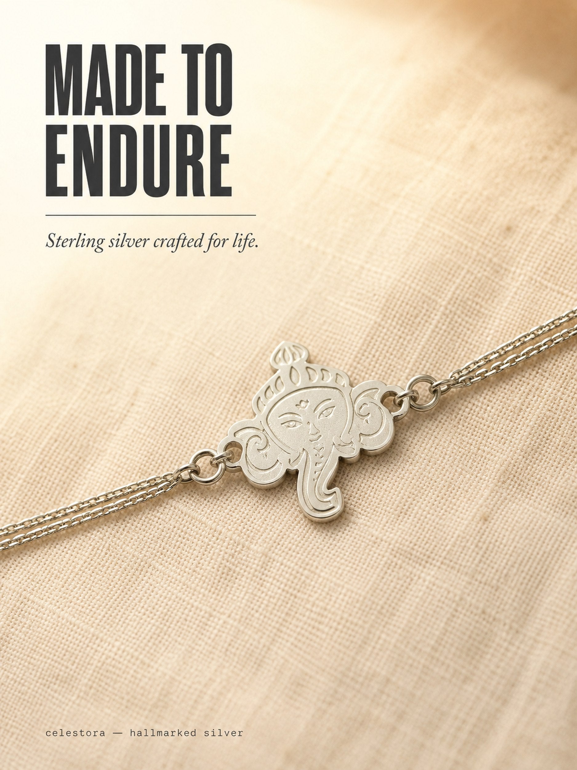 Celestora- Silver Premium Ganesha Rakhi cum Bracelet