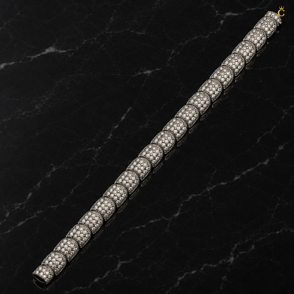 Premium Silver Pave Link Men's Bracelet