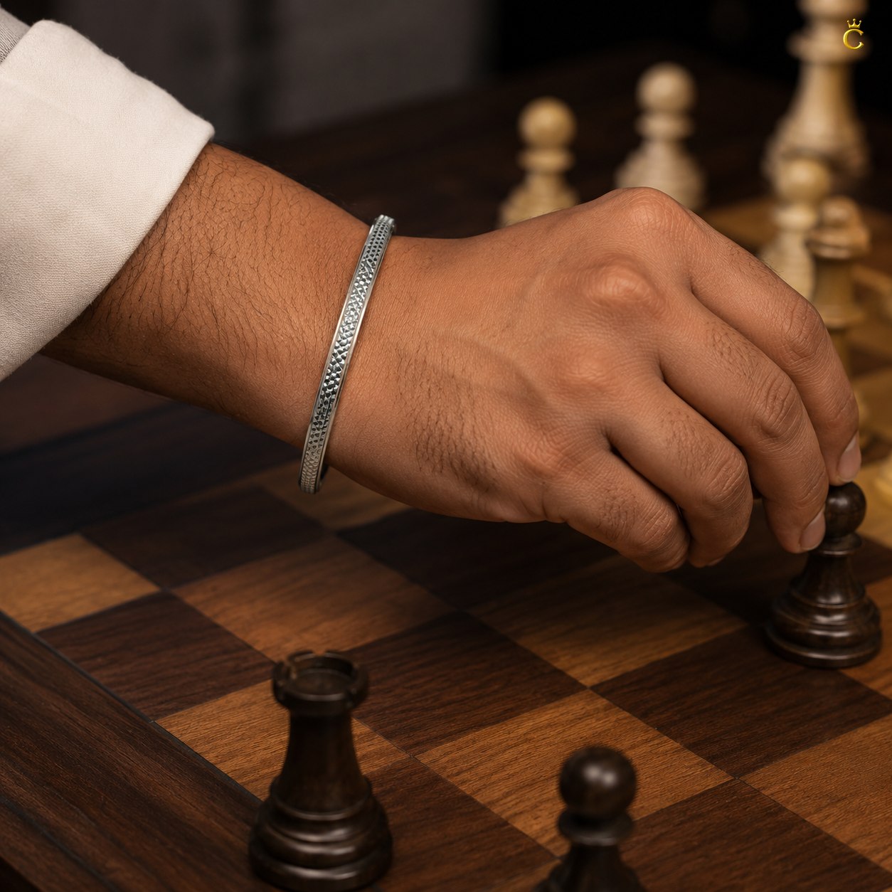 Silver Textured Men's Cuff Bracelet