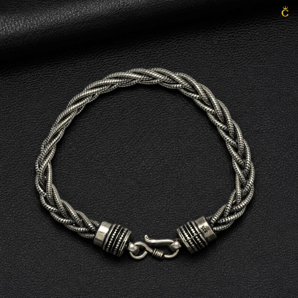 Celestora Braided Silver Bracelet with Hook Lock